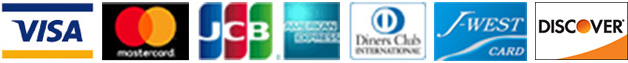 VISA, Mastercard, JCB, American Express, Diners Club, J-WESTカード
